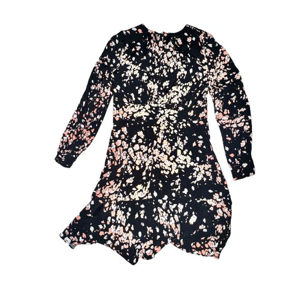 Whistles Mottled Animal Button Dress Women's Size 6 Black Pink L/S Back Zip - Picture 5 of 9